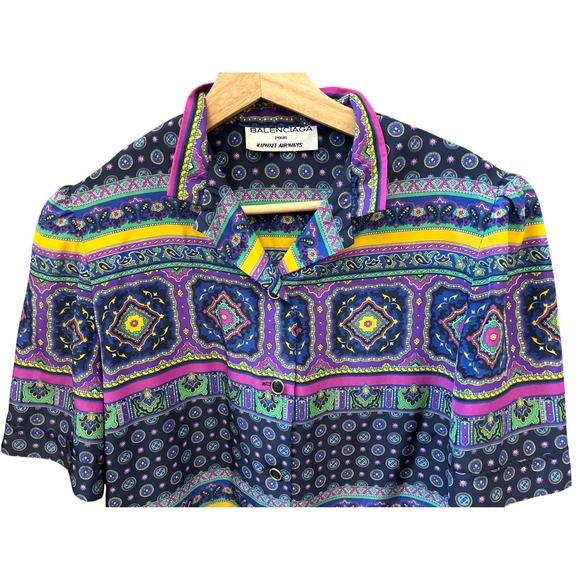 Vintage Balenciaga Pour Kuwait Airways Blouse Ornate Geometric Maximalist Rare - Picture 2 of 5